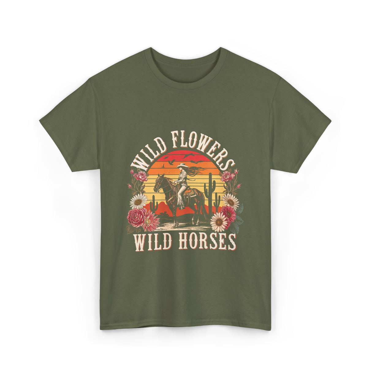 Flowers Nature T-Shirt - Military Green