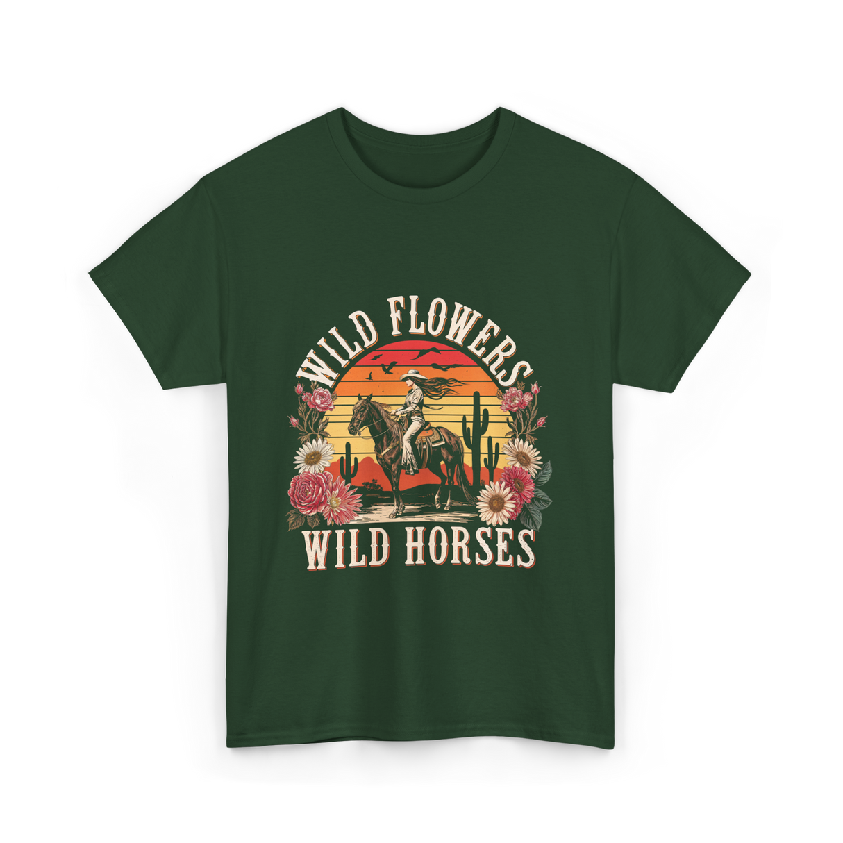 Flowers Nature T-Shirt - Forest Green