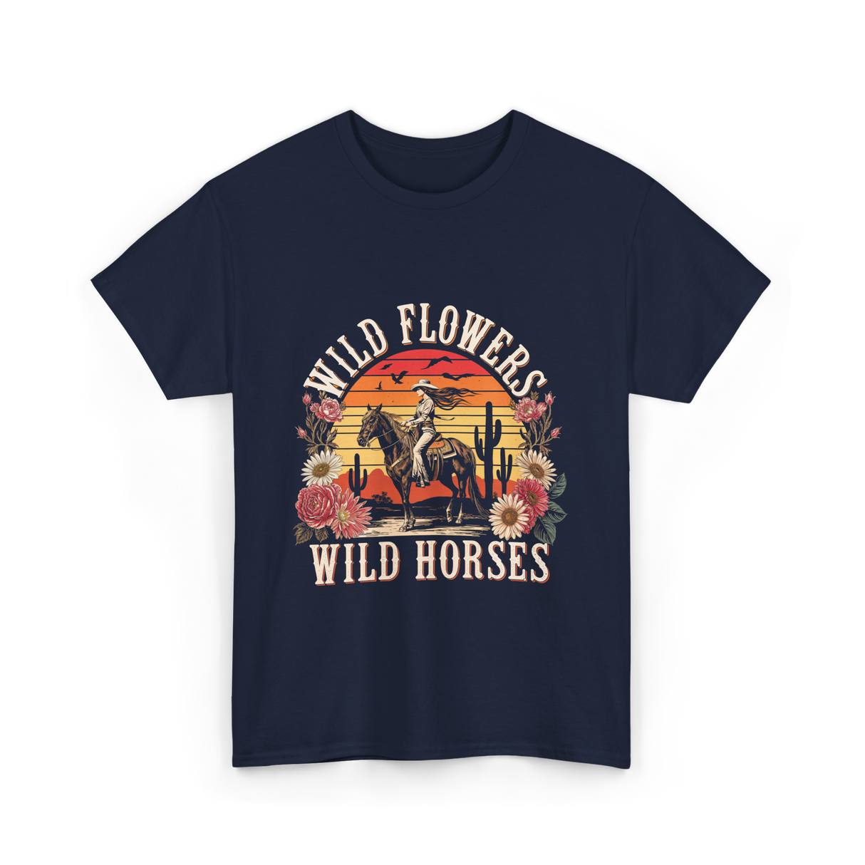 Flowers Nature T-Shirt - Navy