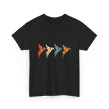 Flying Birds Birdwatching Retro T-Shirt - Black