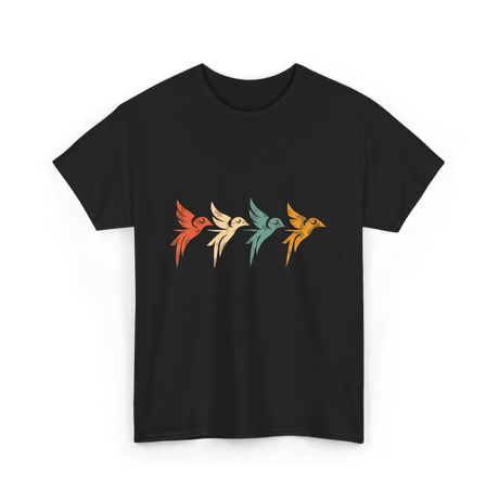 Flying Birds Birdwatching Retro T-Shirt - Black