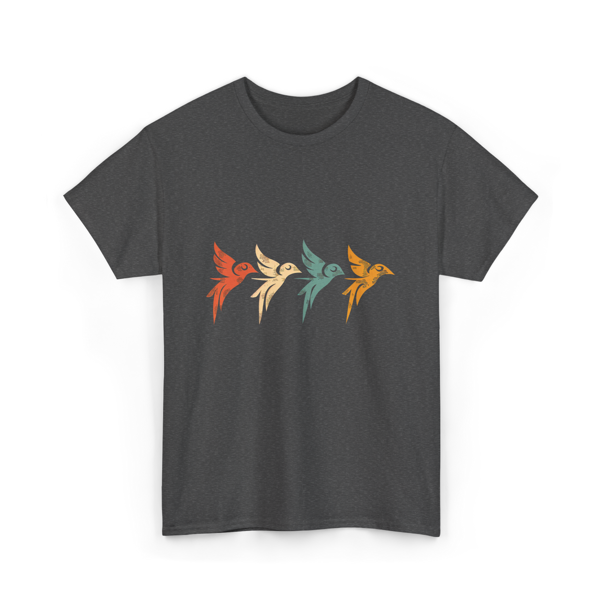 Flying Birds Birdwatching Retro T-Shirt - Dark Heather