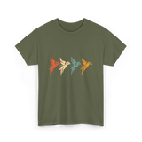 Flying Birds Birdwatching Retro T-Shirt - Military Green