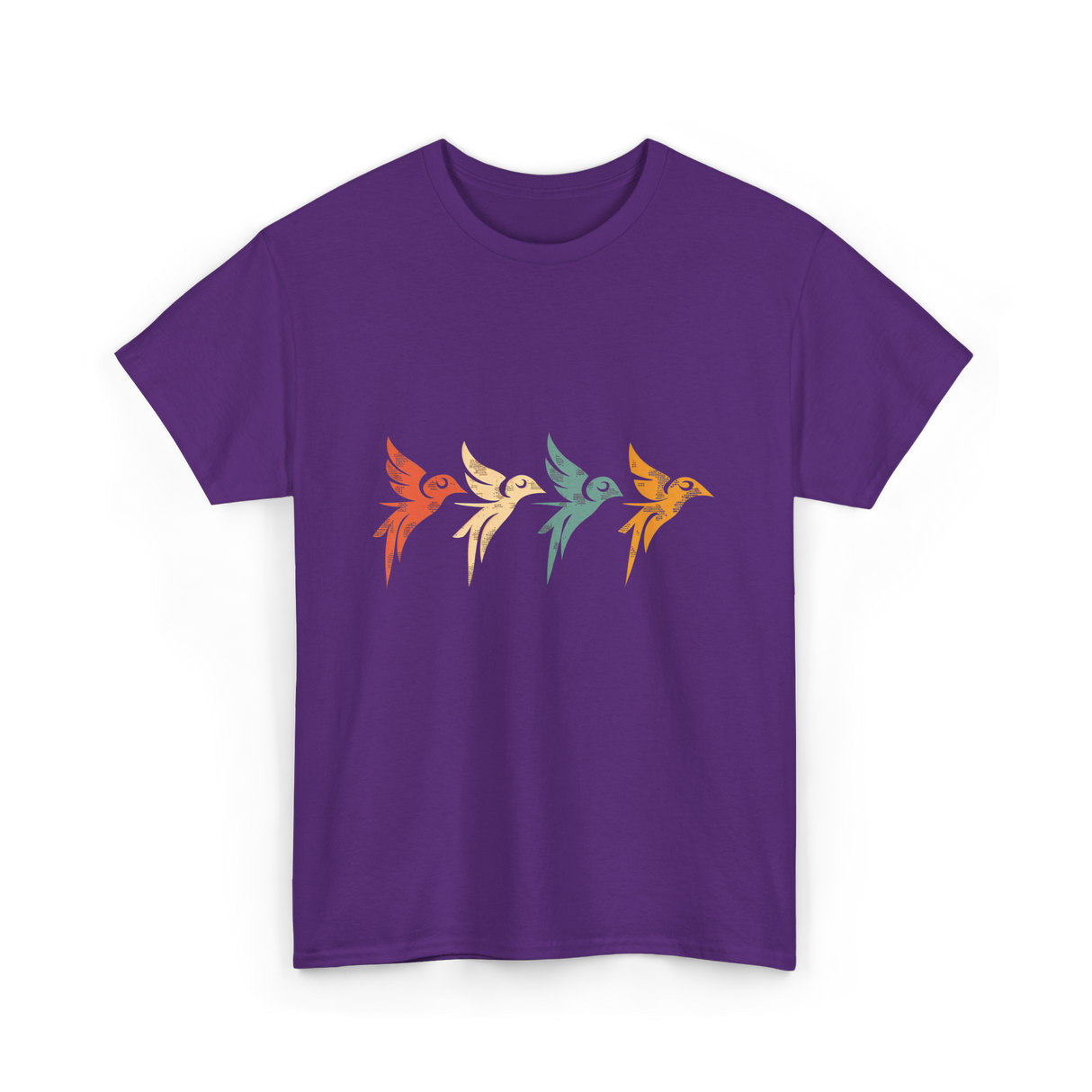 Flying Birds Birdwatching Retro T-Shirt - Purple