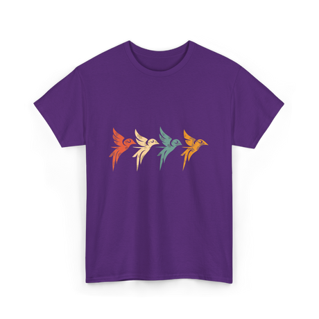 Flying Birds Birdwatching Retro T-Shirt - Purple