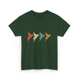 Flying Birds Birdwatching Retro T-Shirt - Forest Green