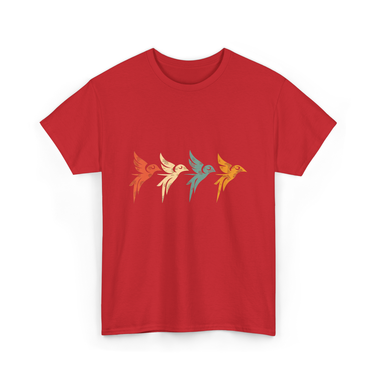 Flying Birds Birdwatching Retro T-Shirt - Red