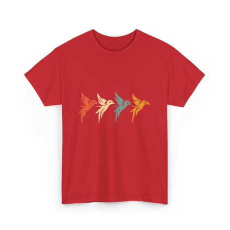 Flying Birds Birdwatching Retro T-Shirt - Red