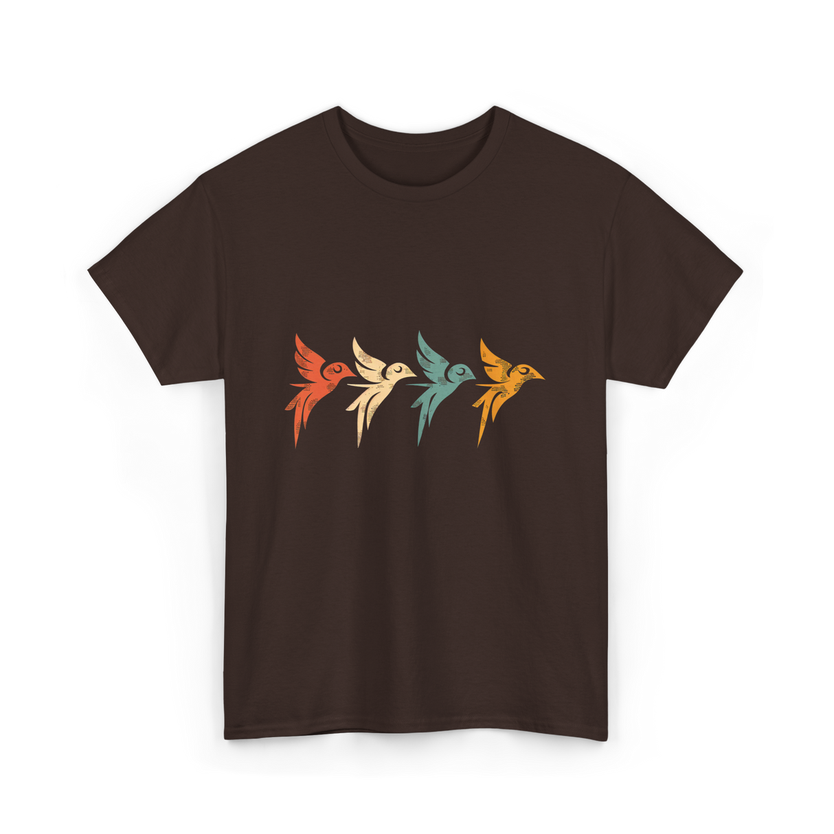 Flying Birds Birdwatching Retro T-Shirt - Dark Chocolate