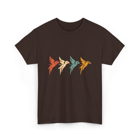 Flying Birds Birdwatching Retro T-Shirt - Dark Chocolate