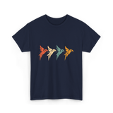 Flying Birds Birdwatching Retro T-Shirt - Navy