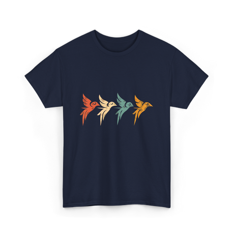 Flying Birds Birdwatching Retro T-Shirt - Navy