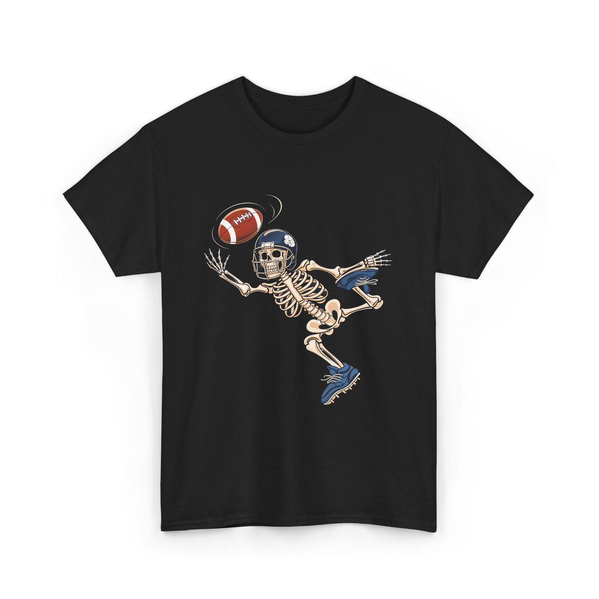 Football Skeleton Halloween Skeleton Fan T-Shirt - Black