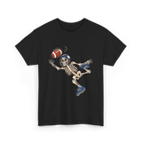 Football Skeleton Halloween Skeleton Fan T-Shirt - Black