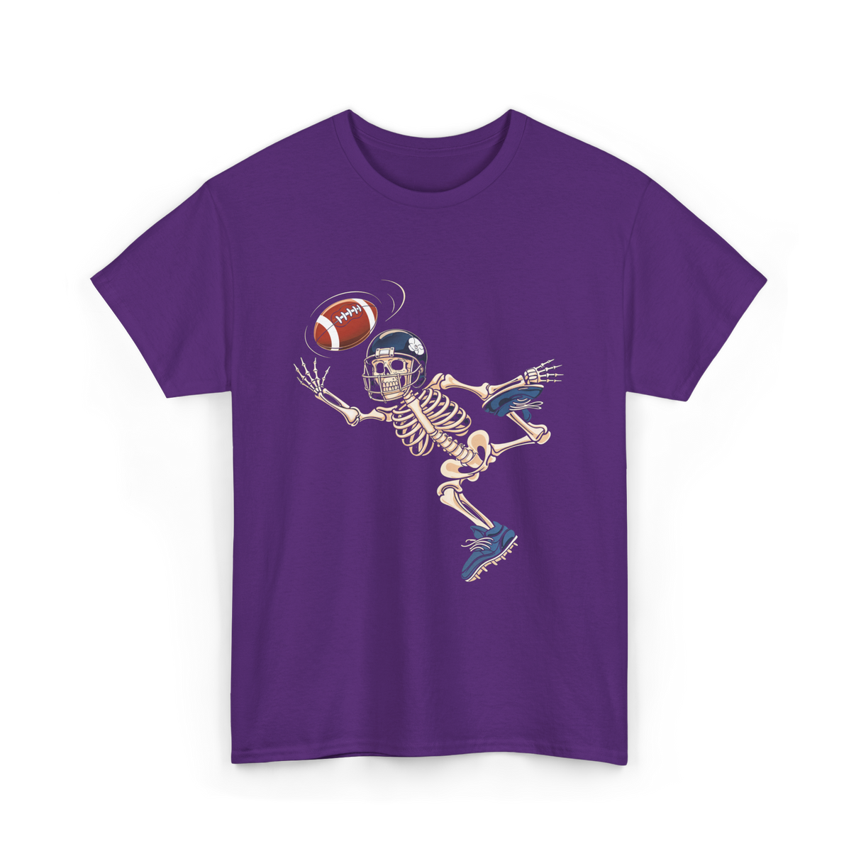 Football Skeleton Halloween Skeleton Fan T-Shirt - Purple