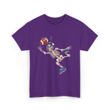 Football Skeleton Halloween Skeleton Fan T-Shirt - Purple