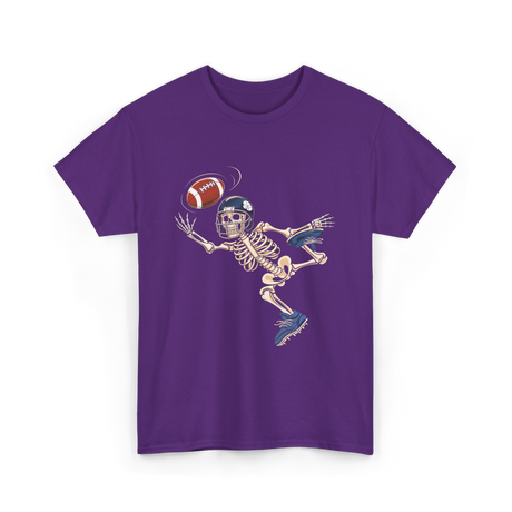 Football Skeleton Halloween Skeleton Fan T-Shirt - Purple