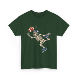 Football Skeleton Halloween Skeleton Fan T-Shirt - Forest Green