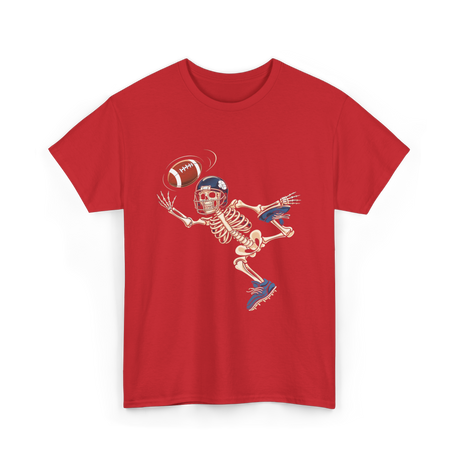 Football Skeleton Halloween Skeleton Fan T-Shirt - Red