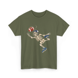 Football Skeleton Halloween Skeleton Fan T-Shirt - Military Green