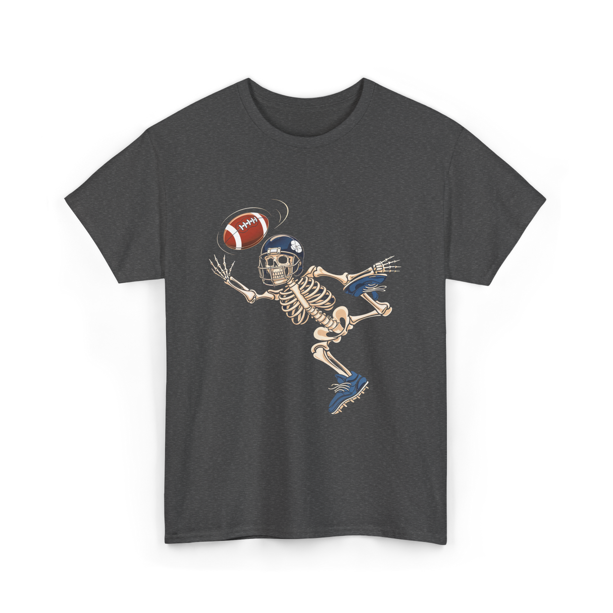 Football Skeleton Halloween Skeleton Fan T-Shirt - Dark Heather