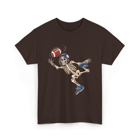 Football Skeleton Halloween Skeleton Fan T-Shirt - Dark Chocolate