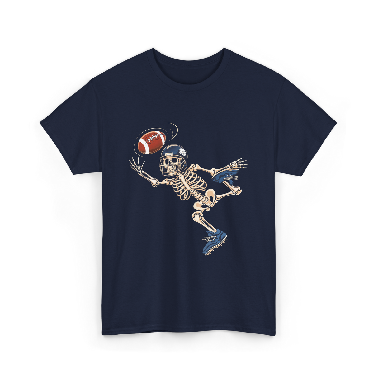 Football Skeleton Halloween Skeleton Fan T-Shirt - Navy