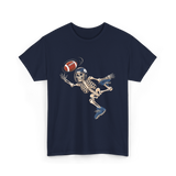 Football Skeleton Halloween Skeleton Fan T-Shirt - Navy