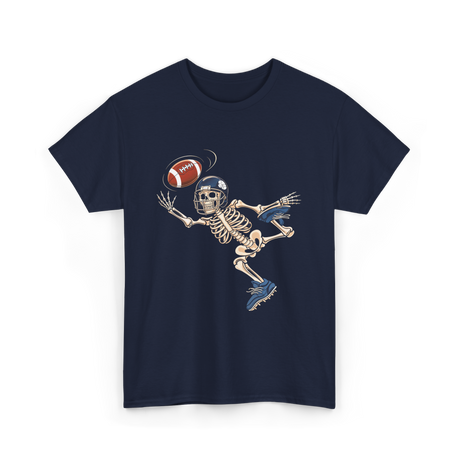 Football Skeleton Halloween Skeleton Fan T-Shirt - Navy