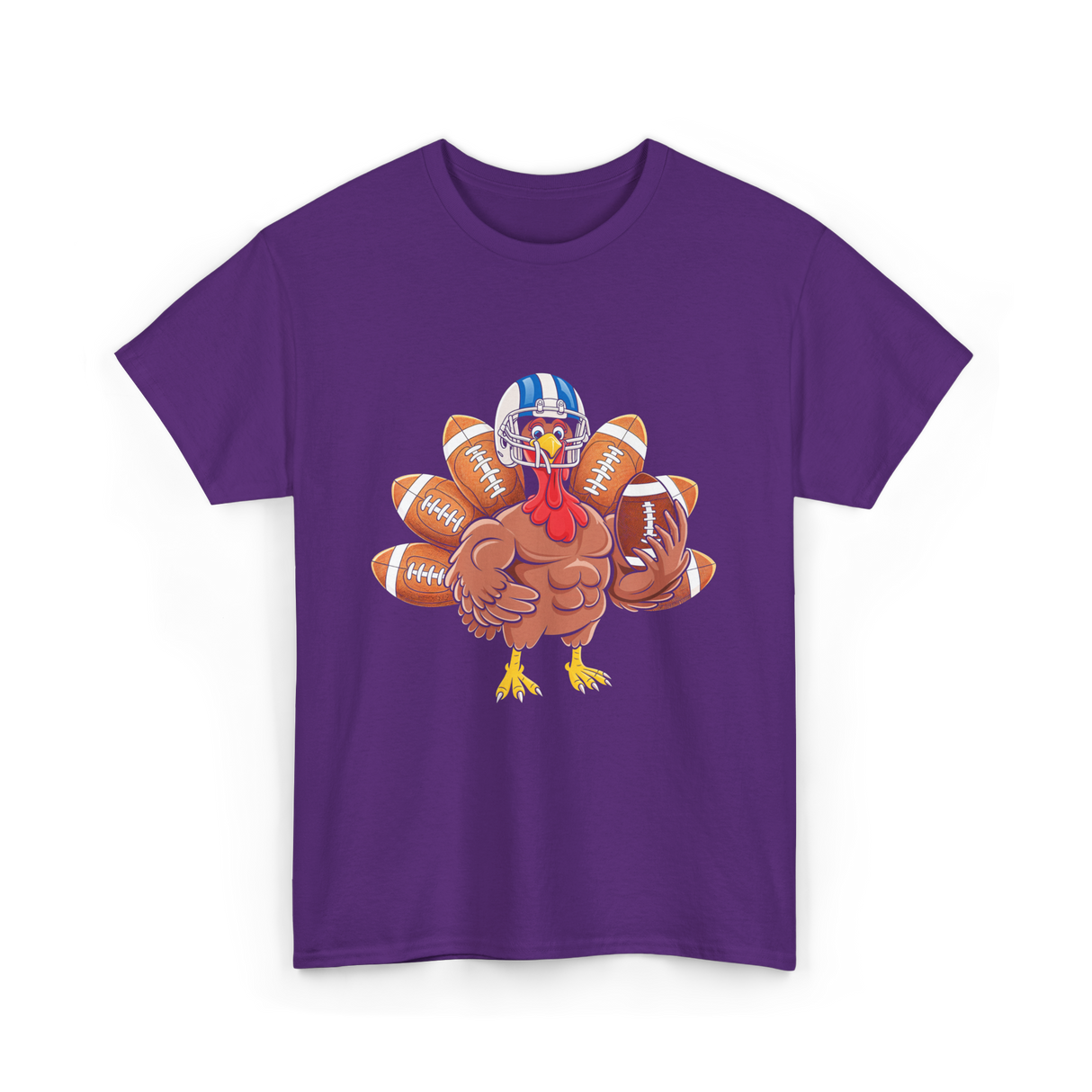 Football Turkey Thanksgiving Sports T-Shirt - Purple