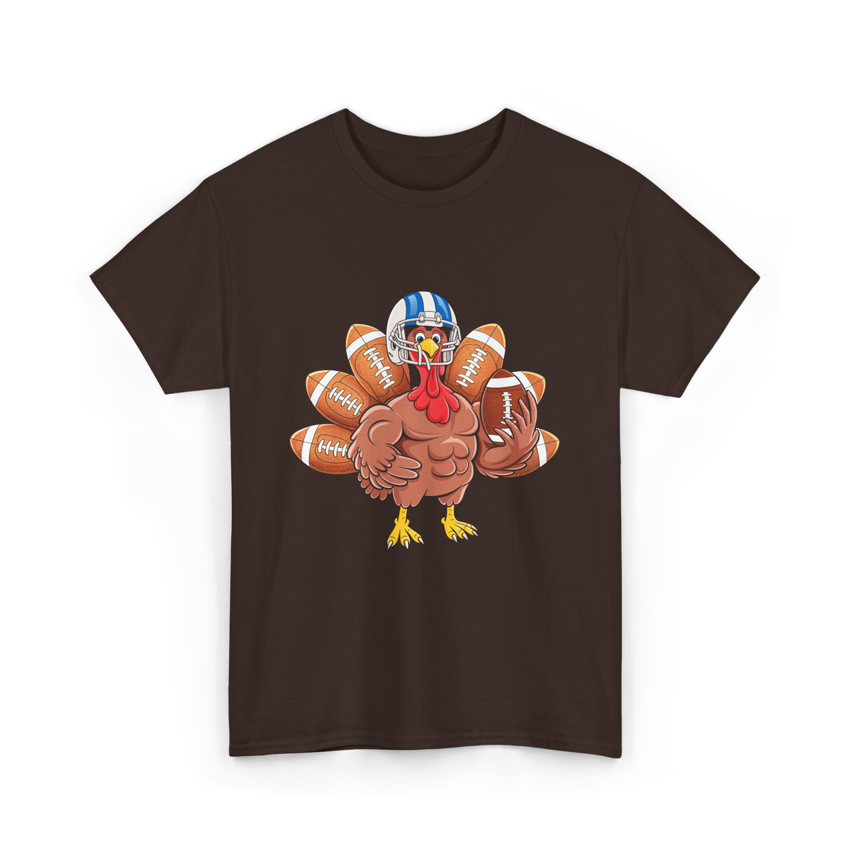 Football Turkey Thanksgiving Sports T-Shirt - Dark Chocolate