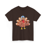 Football Turkey Thanksgiving Sports T-Shirt - Dark Chocolate