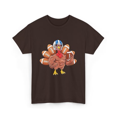 Football Turkey Thanksgiving Sports T-Shirt - Dark Chocolate