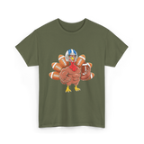 Football Turkey Thanksgiving Sports T-Shirt - Military Green