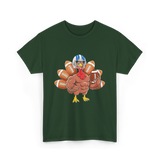 Football Turkey Thanksgiving Sports T-Shirt - Forest Green