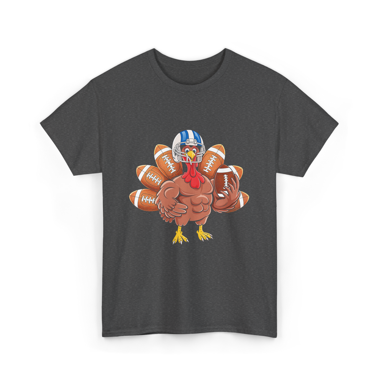 Football Turkey Thanksgiving Sports T-Shirt - Dark Heather