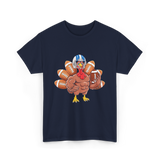 Football Turkey Thanksgiving Sports T-Shirt - Navy