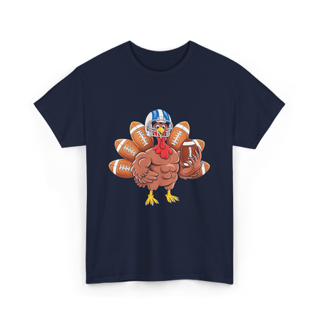 Football Turkey Thanksgiving Sports T-Shirt - Navy