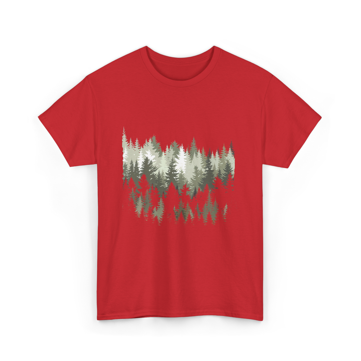 Forest Trees Nature Outdoor T-Shirt - Red