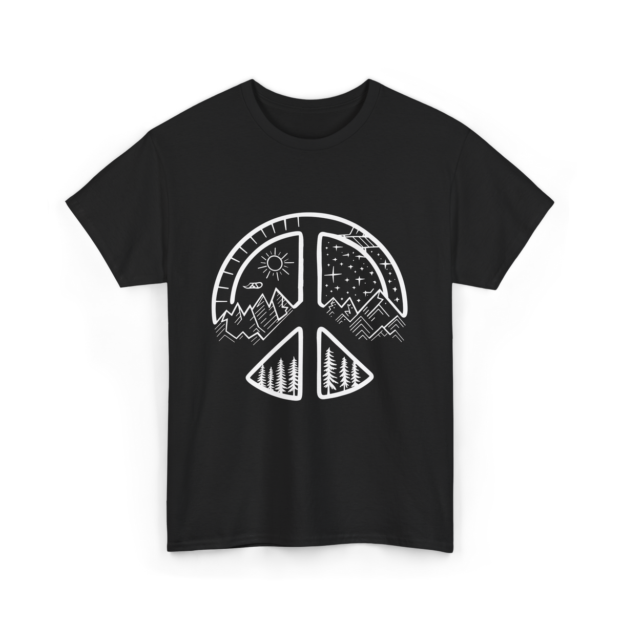 Four Seasons Peace Sign Adventure T-Shirt - Black