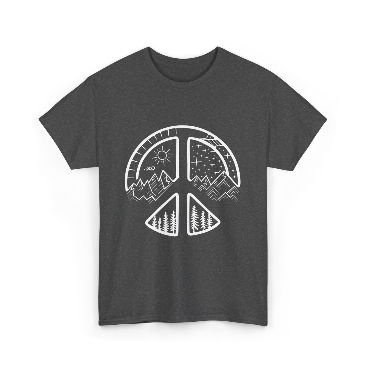 Four Seasons Peace Sign Adventure T-Shirt - Dark Heather