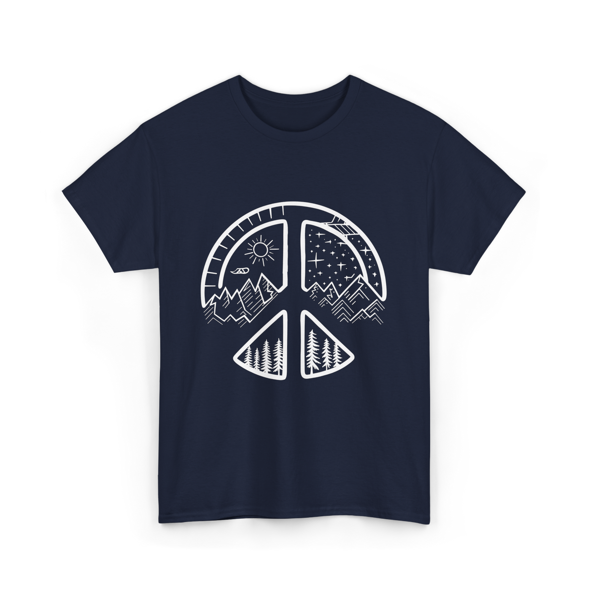 Four Seasons Peace Sign Adventure T-Shirt - Navy