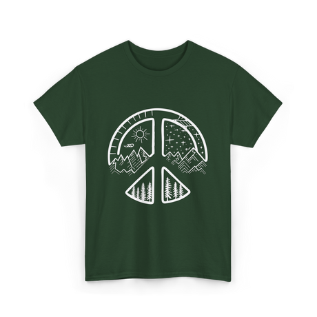 Four Seasons Peace Sign Adventure T-Shirt - Forest Green