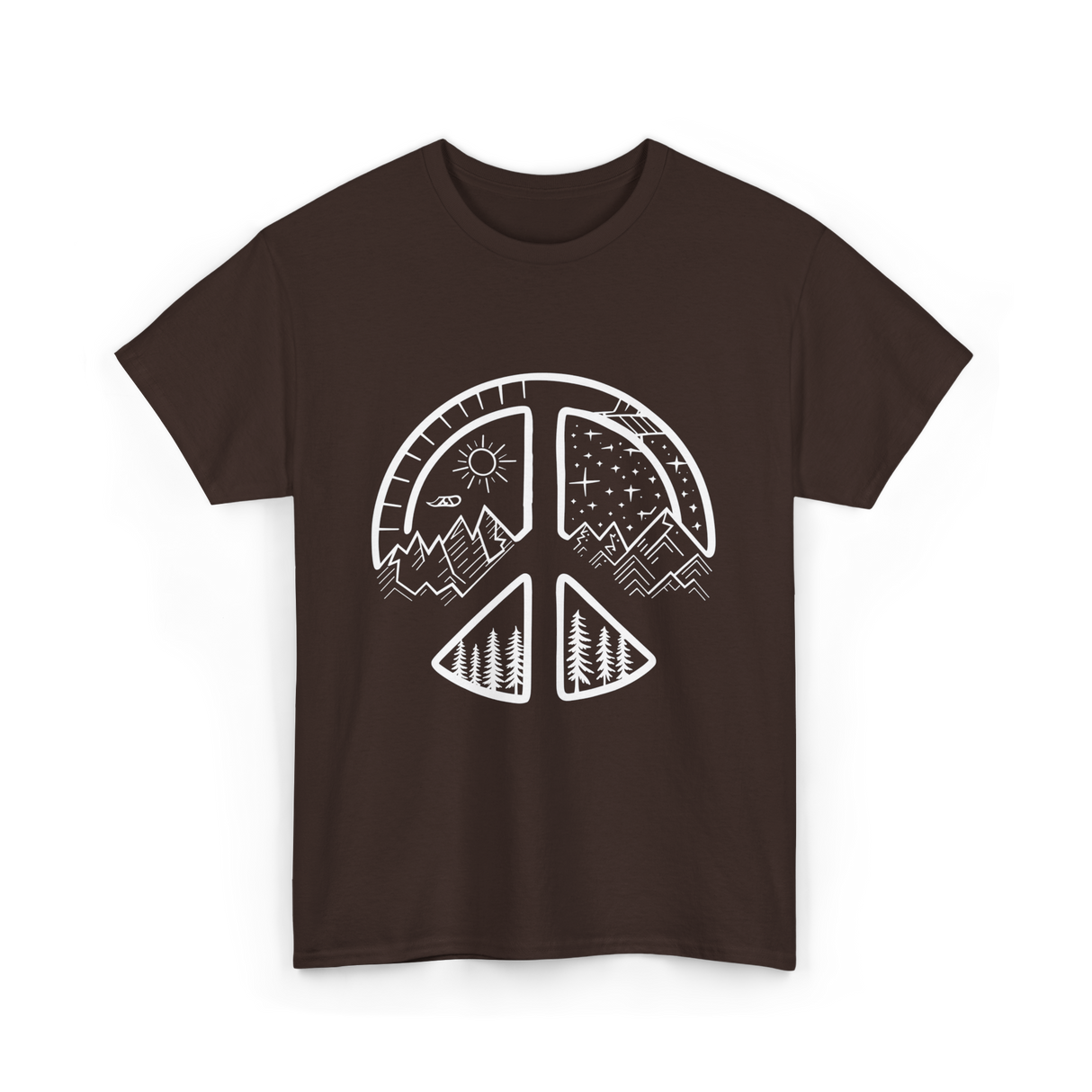 Four Seasons Peace Sign Adventure T-Shirt - Dark Chocolate