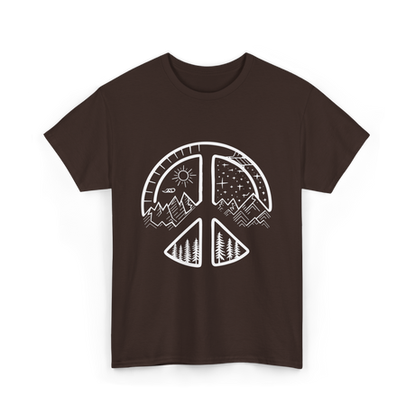 Four Seasons Peace Sign Adventure T-Shirt - Dark Chocolate