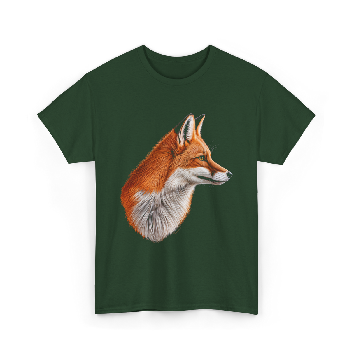 Fox Art Animal Lovers Fox T-Shirt - Forest Green