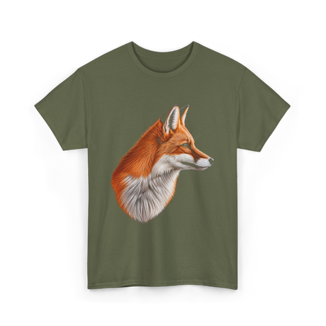 Fox Art Animal Lovers Fox T-Shirt - Military Green