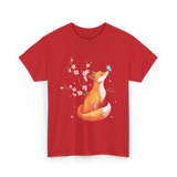 Fox Cherry Blossom Nature T-Shirt - Red