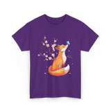 Fox Cherry Blossom Nature T-Shirt - Purple