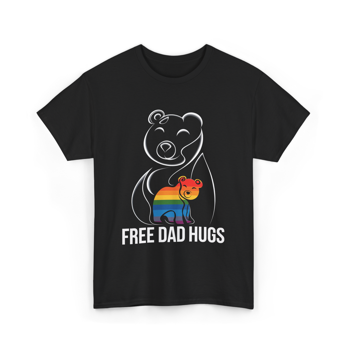 Free Dad Hugs Bear LGBT T-Shirt - Black